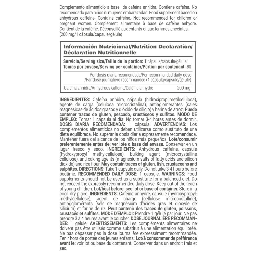 Cafeína Anhidra 200mg - 60 Cápsulas Vegetales - Aporta Energía - Masmusculo_4