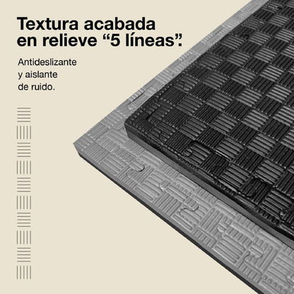 Jowy Tatami Puzzle 2,5cm 100x100cm, Pack 4 Unidades – Superficie 5 Líneas Gris/negro_3