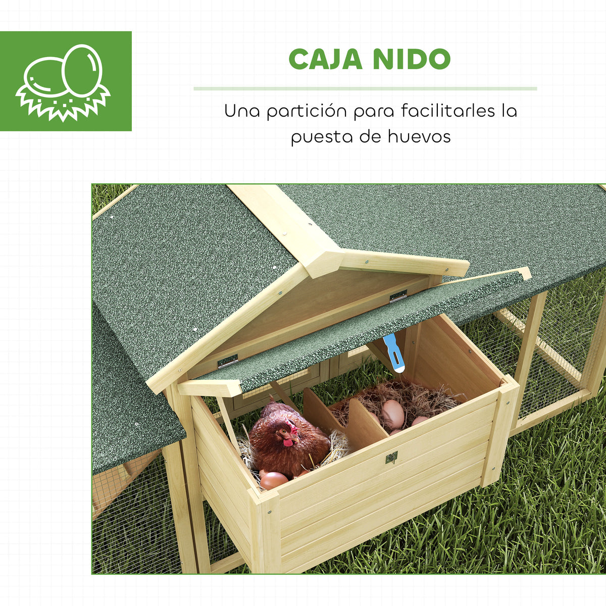Pawhut Gallinero Para Exterior Grande De Madera 204x85x93 Cm Con Corral Bandeja_5