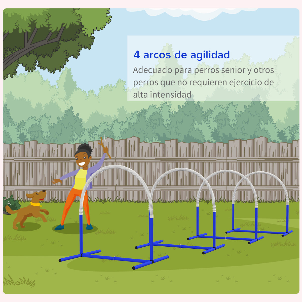 Pawhut Set De Entrenamiento De Agilidad Para Perros De 4 Piezas Blanco Y Azul_5