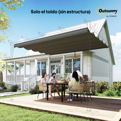 Outsunny Cubierta Para Pérgola Retráctil 2,5x2,55m Para Marco De 3x3 M Gris_3