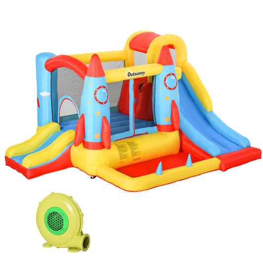 Outsunny Castillo Hinchable Con 2 Toboganes Cama De Salto Piscina 330x265x185 Cm_0