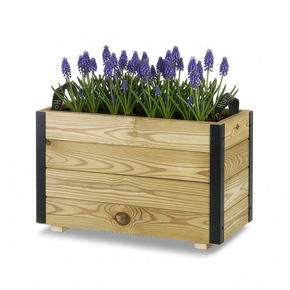 Jardinera Exterior De Madera Con Refuerzo De Aluminio Ghio Al Hortalia 60x30x40 Cm_0