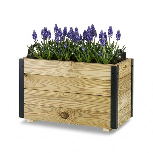 Jardinera Exterior De Madera Con Refuerzo De Aluminio Ghio Al Hortalia 60x30x40 Cm_0