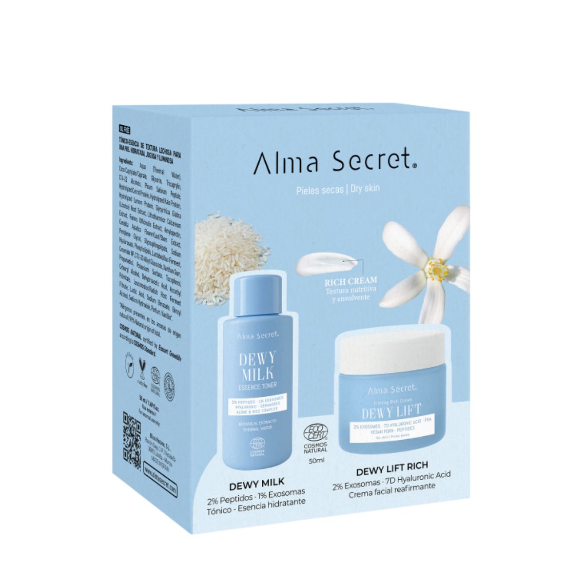 Cofre Crema día dewy lift "Rich" piel seca 50 ml+ Mini tónico dewy milk 50 ml