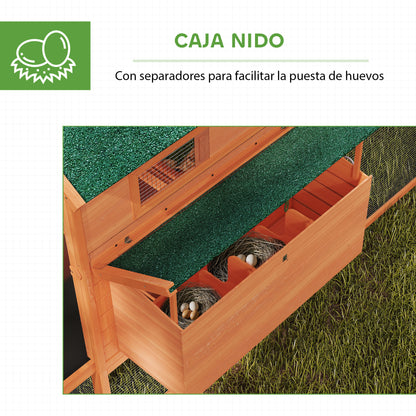Pawhut Gallinero Grande Exterior Con 2 Nidos Corral 347x160x150cm Naranja_5