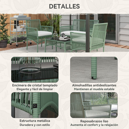Conjunto De Jardín Outsunny Acero, Pe Verde Oscuro 100x56x80 Cm_5