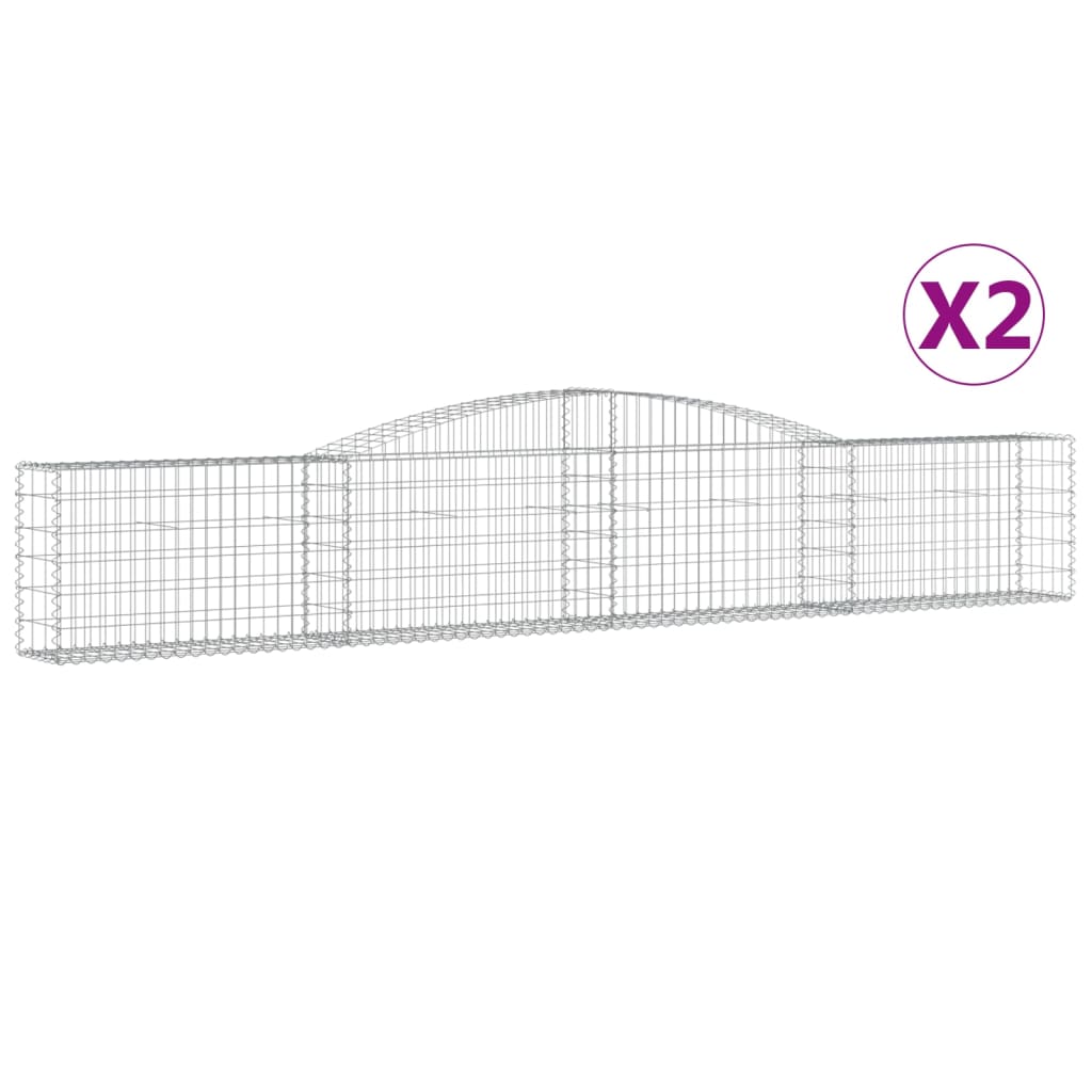 Cestas De Gaviones 2 Uds Forma De Arco Hierro 400x30x60/80 Cm_0