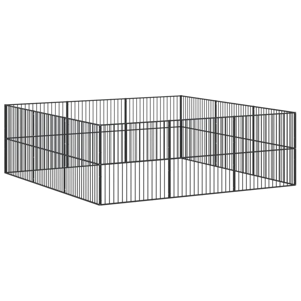 Corralito Para Perros Con 12 Paneles Acero Galvanizado Negro_0
