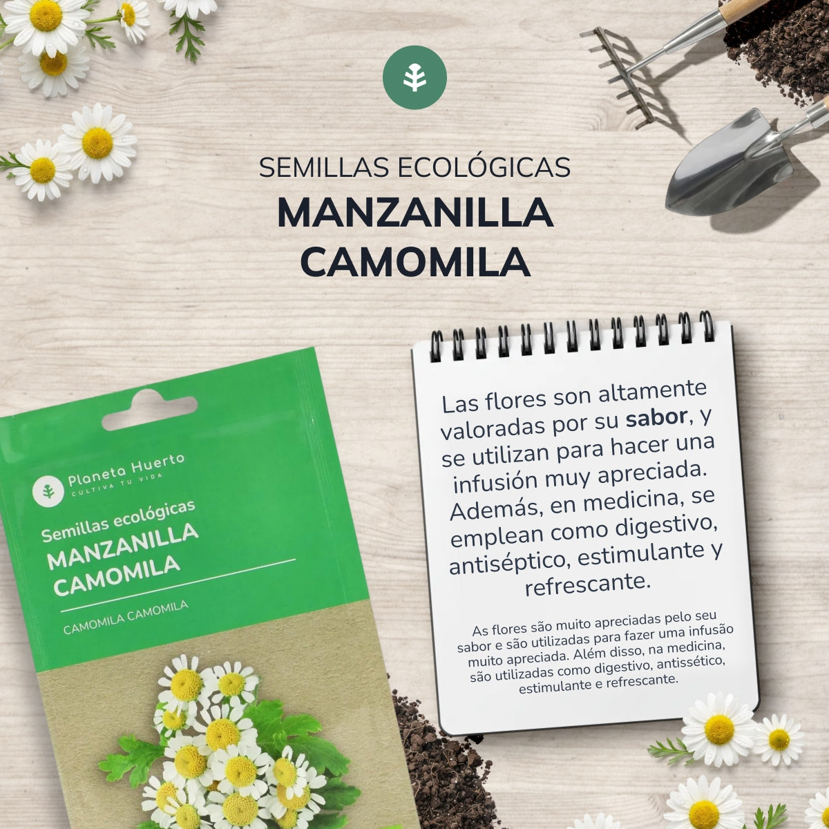 Semillas de Manzanilla camomila ecológicas Planeta Huerto
