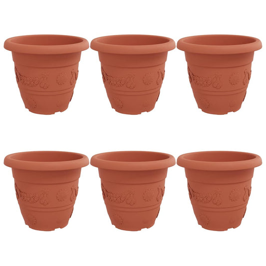 Maceta Redonda Para Flores 6 Pcs Rojo Ladrillo Ø 39 X 32 Cm_0