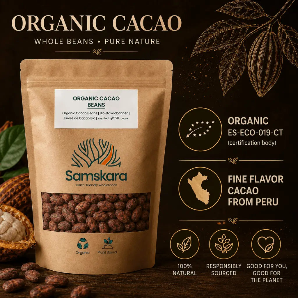 Samskara Granos De Cacao Ecológicos De Perú, Cacao Fino De Aroma 250 G_2