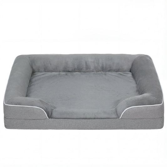 Pawhut Cama Para Perros Medianos Con Base Antideslizante 91,5x68,5x16,5 Cm Gris_0