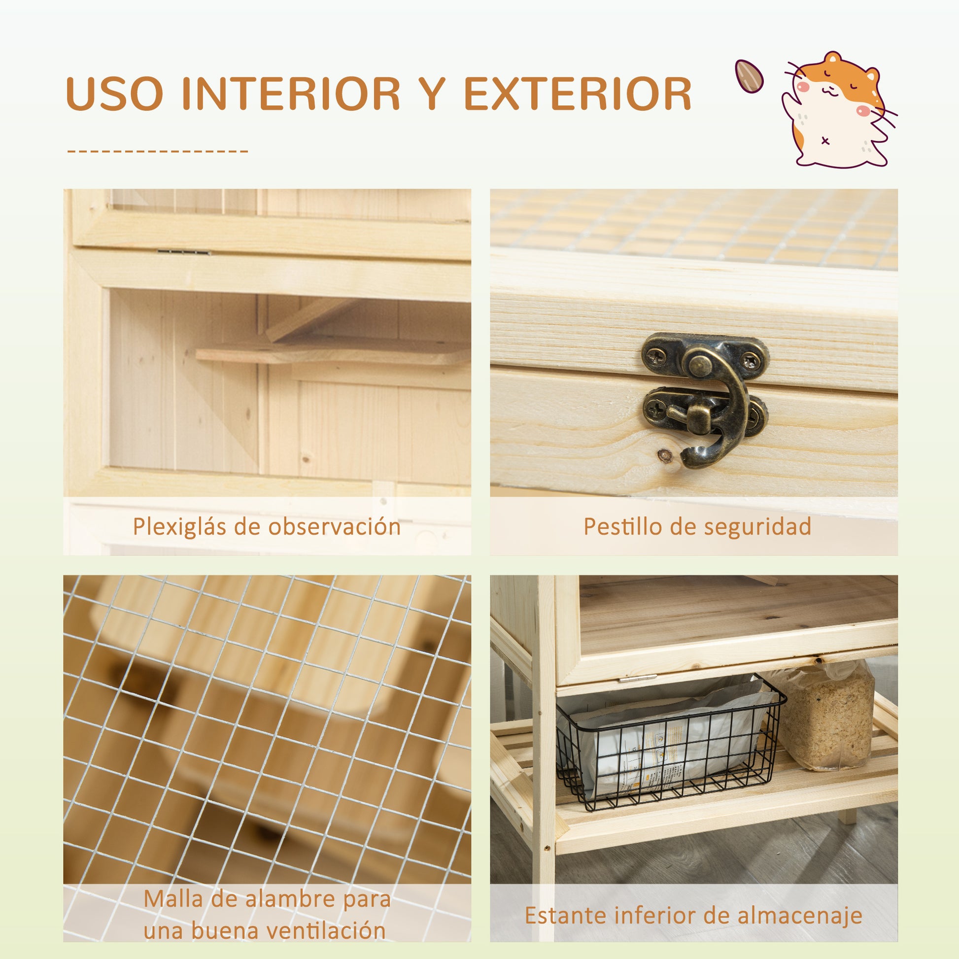 Pawhut Jaula De Madera 5 Pisos Para Hámster Y Otros Roedores Pequeños_5