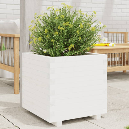 Jardinera Madera Maciza De Pino Blanco 60x60x49,5 Cm_1