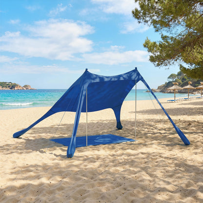 Outsunny Carpa Playa Plegable Con Esterilla Upf50+ Postes De Aluminio Pala Bolsa_1