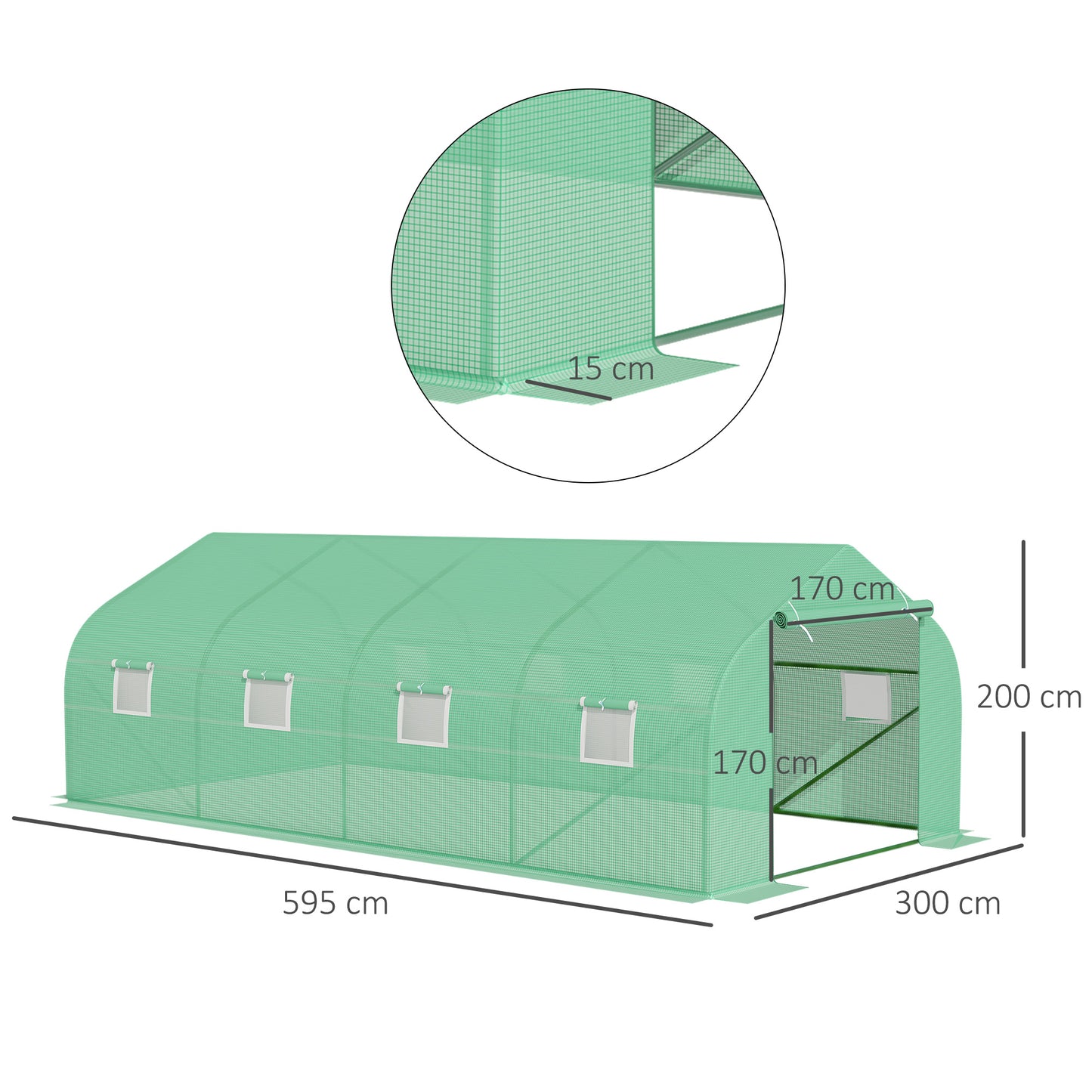Outsunny Invernadero De Jardín 6x3x2 M Tipo Túnel Para Cultivo Plantas_2