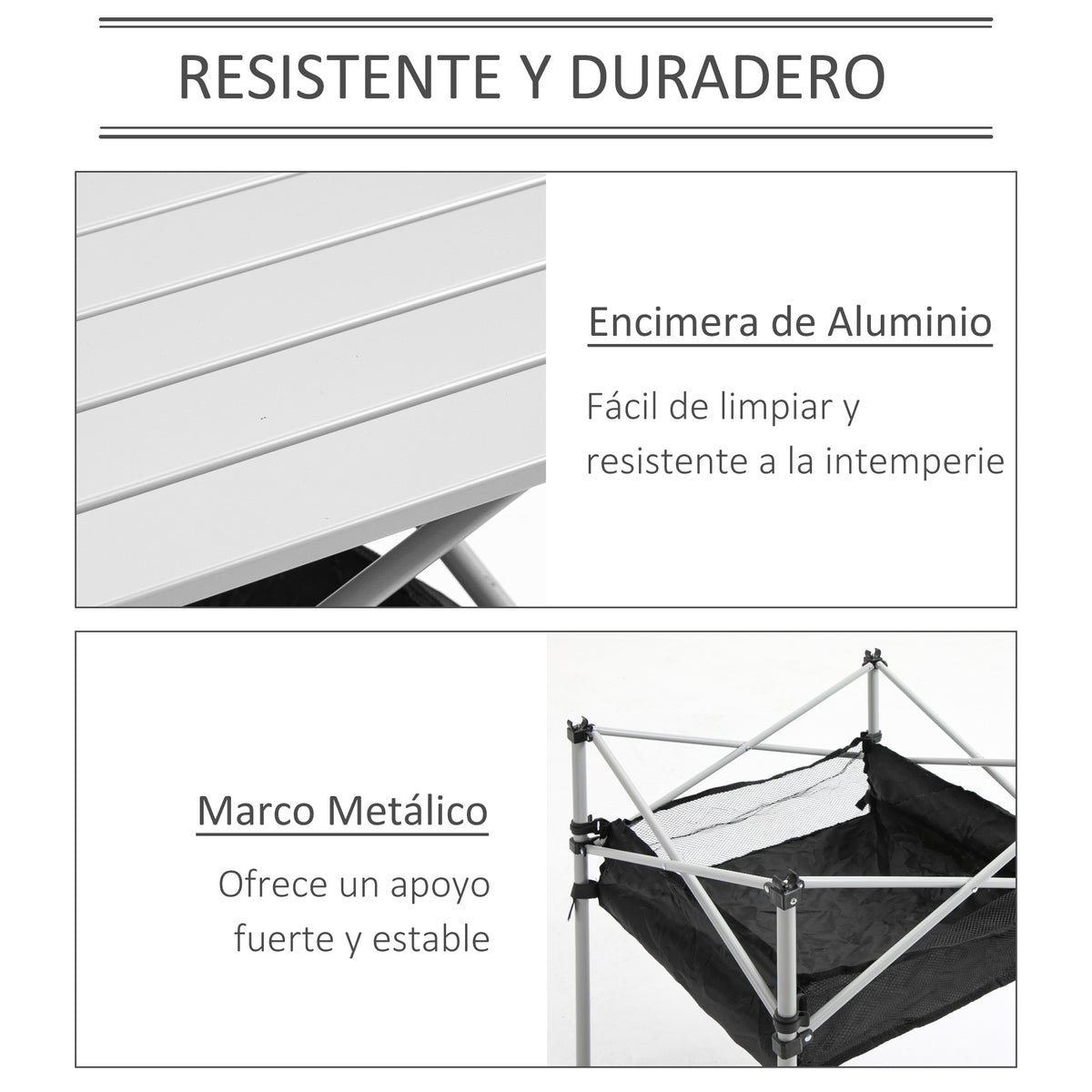 Outsunny Mesa De Camping Plegable Con Almacenaje De Malla Bolsa De Transporte_5