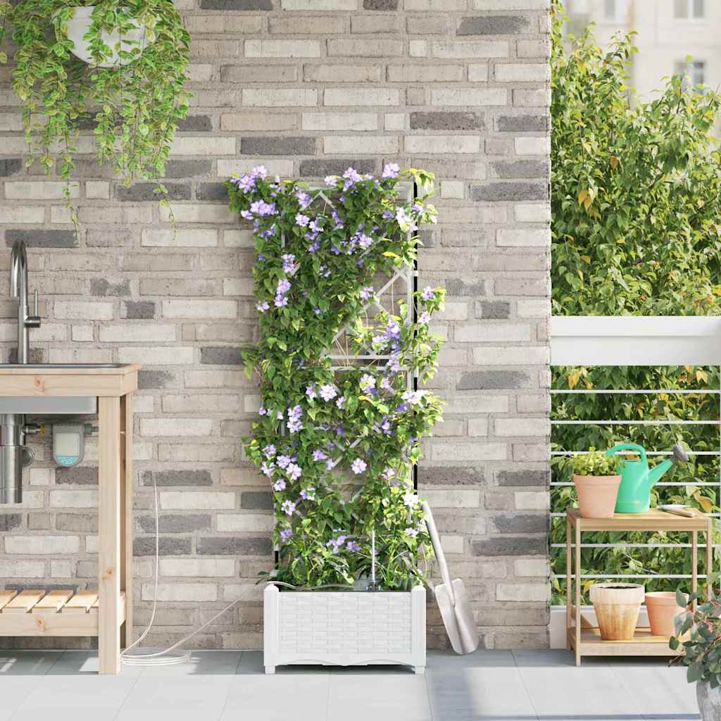 Macetero De Jardín Blanco 40 X 40 X 126 Cm Pp_2