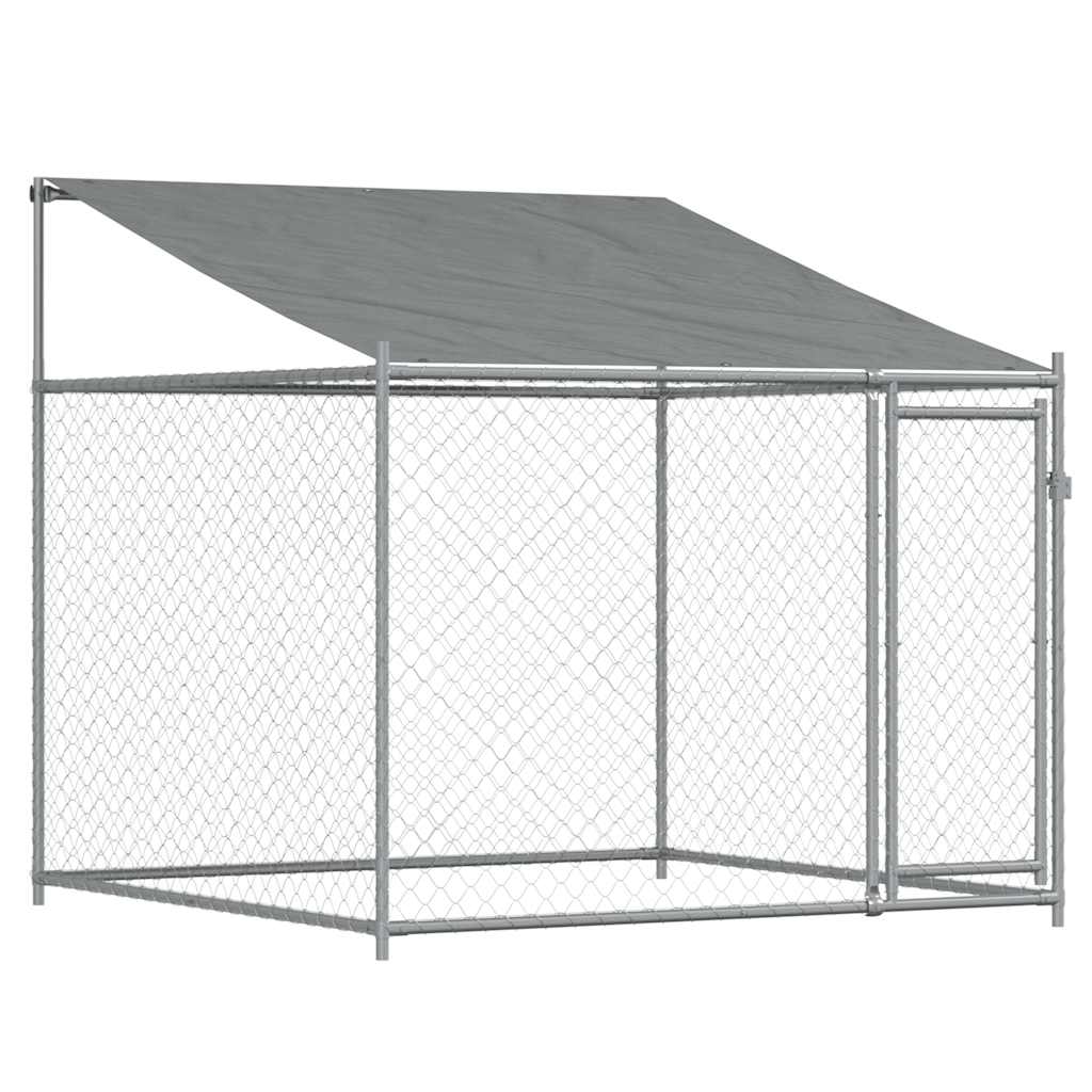 Jaula De Perros Techo Y Puerta Acero Galvanizado Gris 2x2x2 M_0