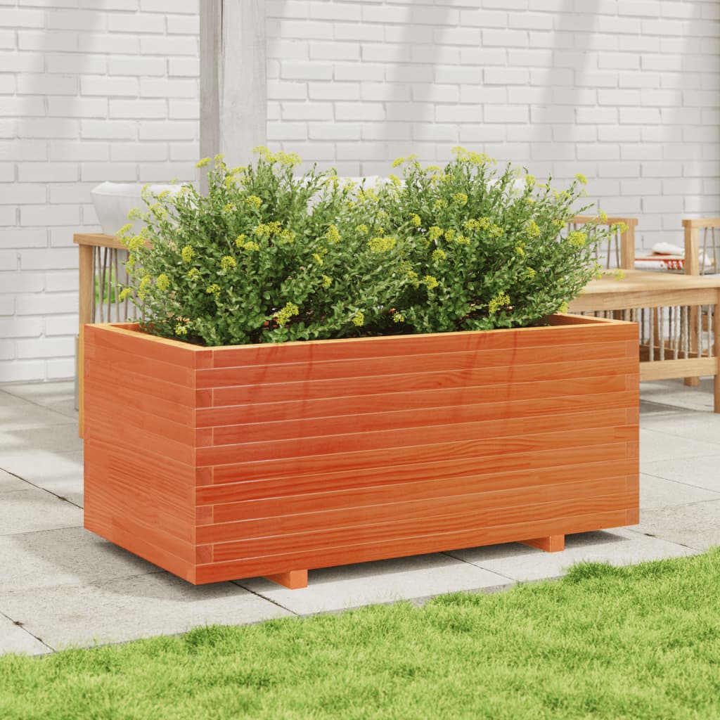 Jardinera Madera Maciza De Pino Marrón Cera 110x60x49,5 Cm_2