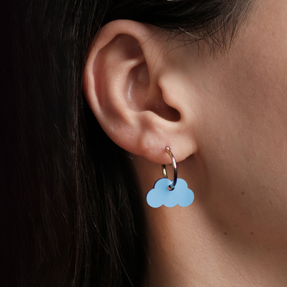 Pendientes Nube y Rayo - Aro de Acero Quirúrgico y Bañado en Oro de 18k - Nature Vibes_3
