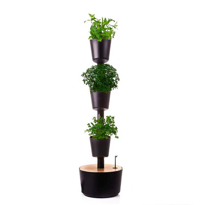 Huerto Vertical De Interior Citysens 3 Macetas Con Autorriego Y Semillas Aromáticas– Negro, Polipropileno 100% Reciclado_0