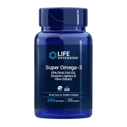 Super Omega-3 EPA/DHA Fish Oil Sesame Lignans &amp; Olive Extract, Life Extension 240 perlas