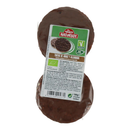 Tortitas de arroz con algarroba, 100 g. Natursoy
