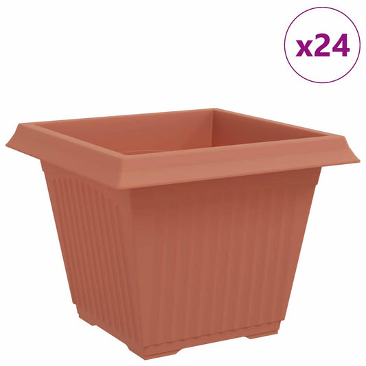 Maceta Cuadrada Para Flores 24 Pcs Rojo Ladrillo Plástico_0