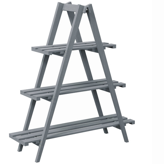 Estantería Para Plantas Outsunny Madera De Abeto Gris 100x36x112 Cm_0