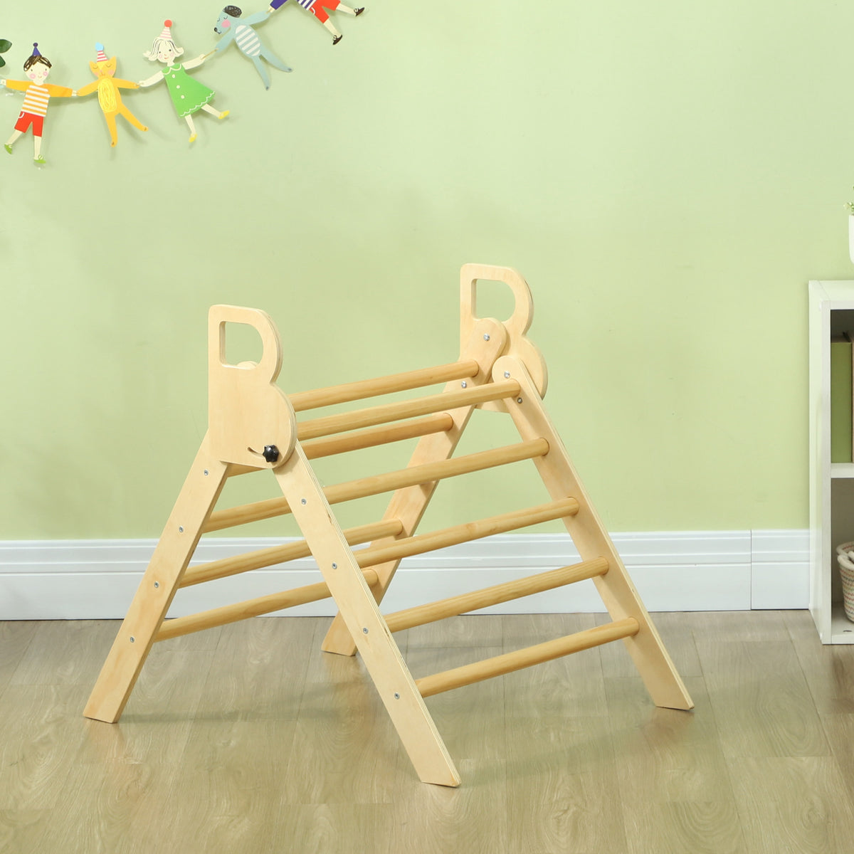 Aiyaplay Triángulo De Escalada De Madera Plegable 82x66x71 Cm Natural_1