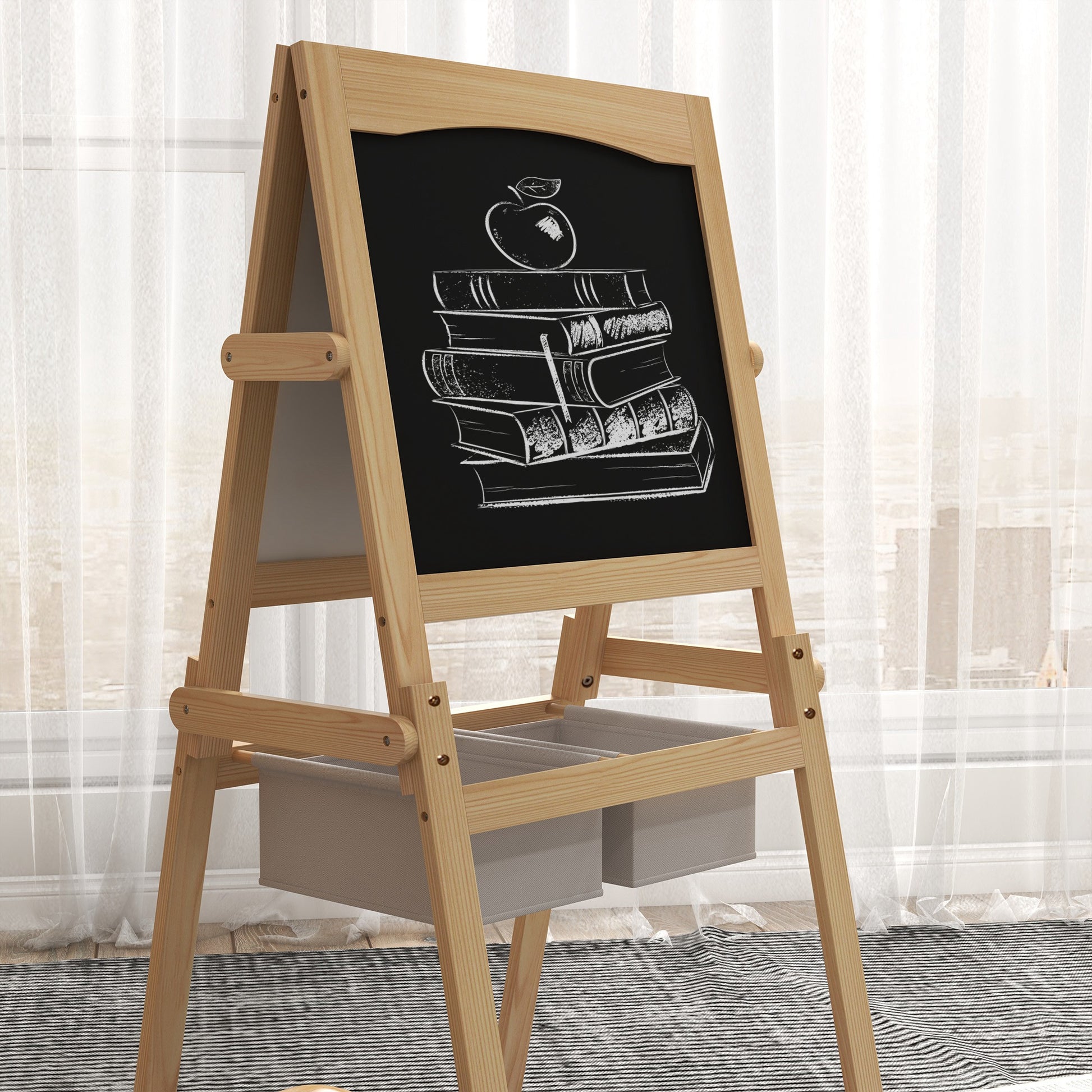 Aiyaplay Caballete Para Niños 3 En 1 Con Rollo De Papel 58x50,5x109 Cm Natural_4