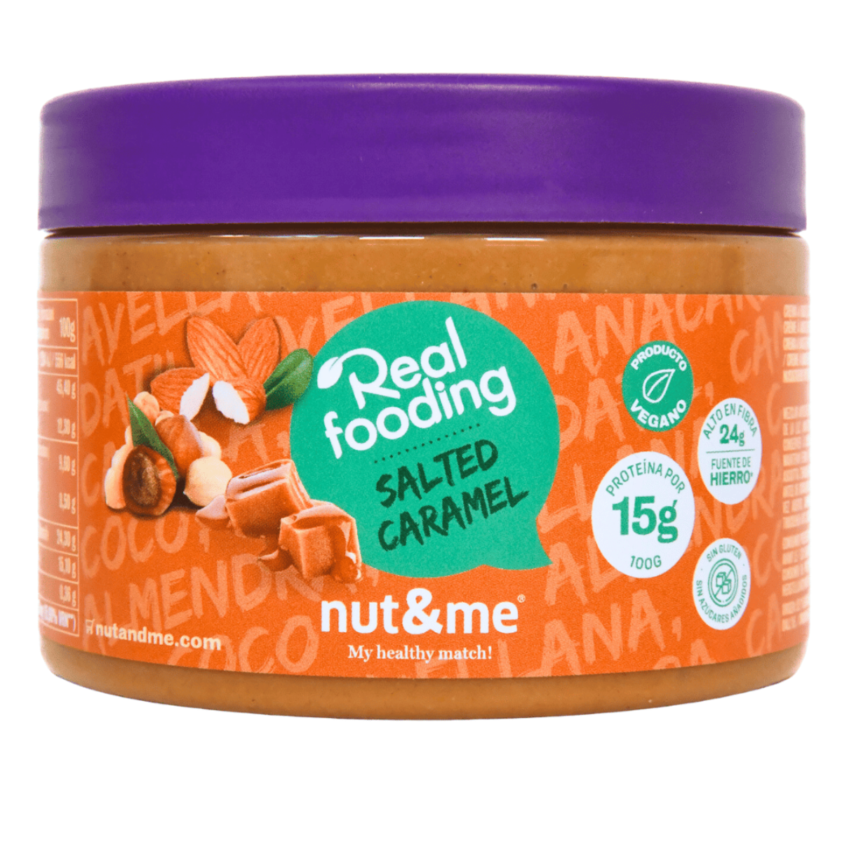 Crema de almendra y avellanas sabor caramelo salado 250g Realfooding