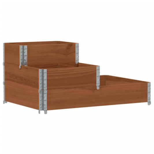 Arriate Elevado De 3 Niveles Madera Maciza Pino Marrón 120x80cm_0