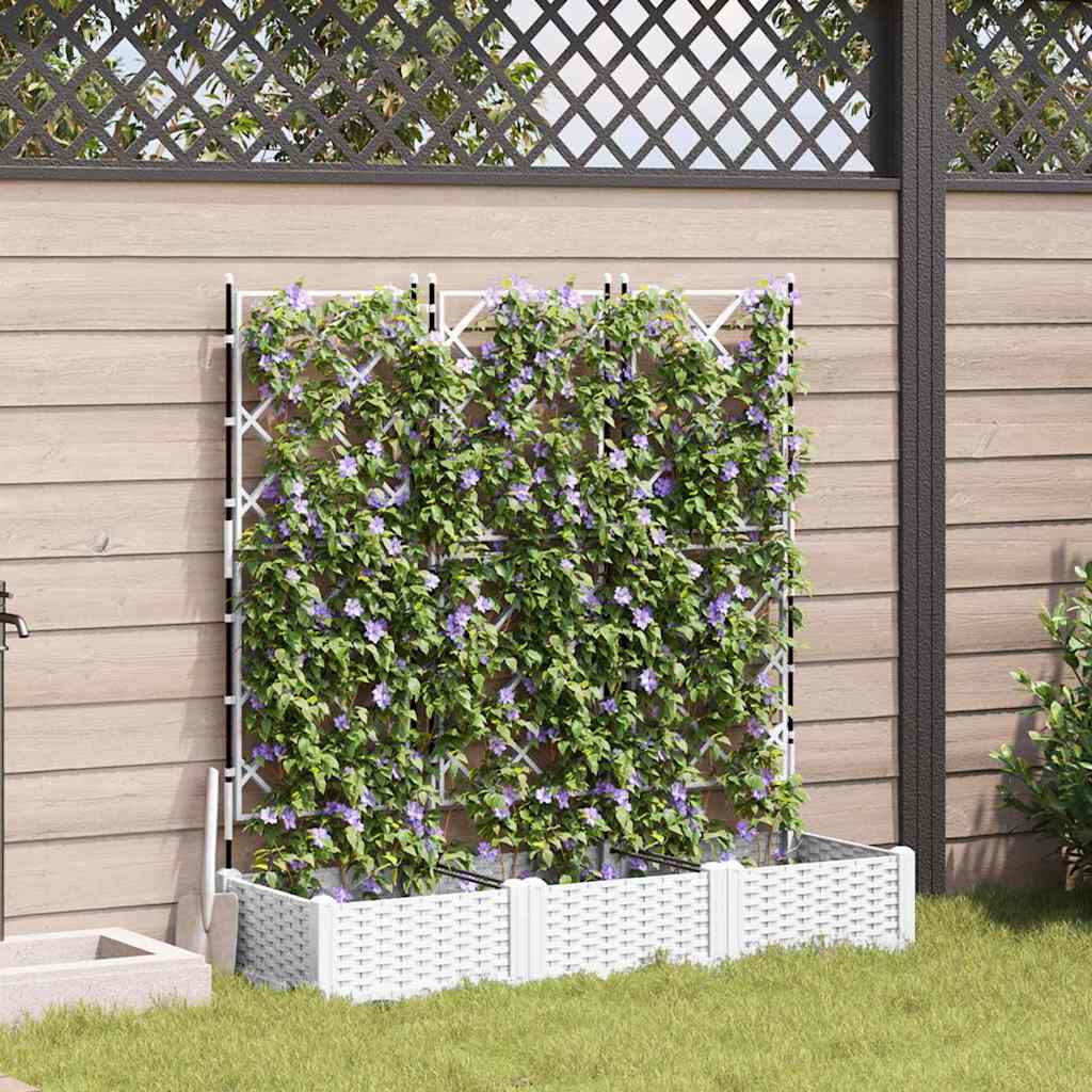 Macetero De Jardín 3 Uds. Blanco 120 X 40 X 125,5 Cm Pp_1