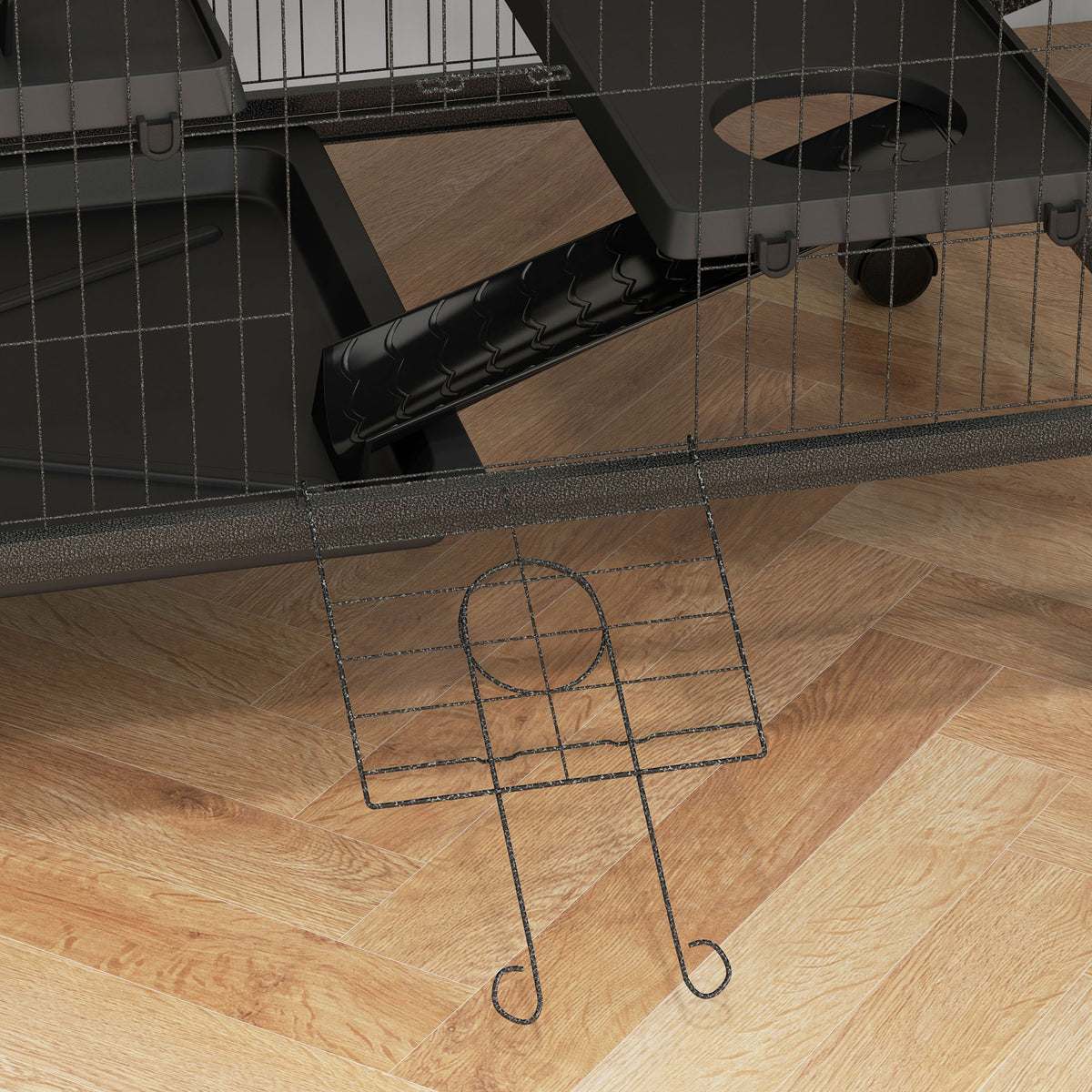 Pawhut Jaula Para Animales Pequeños De 4 Niveles Con Ruedas 80x52x128 Cm Gris_4