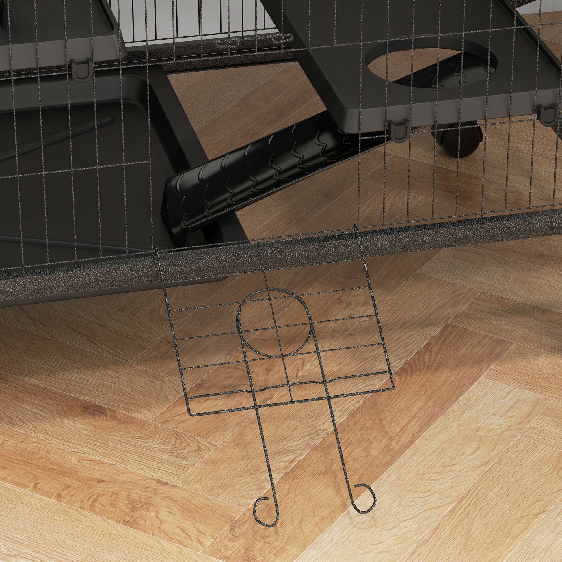 Pawhut Jaula Para Animales Pequeños De 4 Niveles Con Ruedas 80x52x128 Cm Gris_4