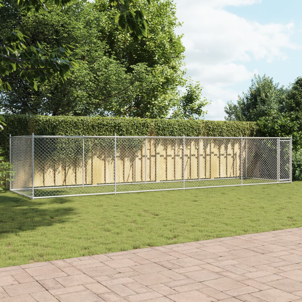 Jaula De Perros Con Puerta Acero Galvanizado Gris 8x2x1,5 M_2