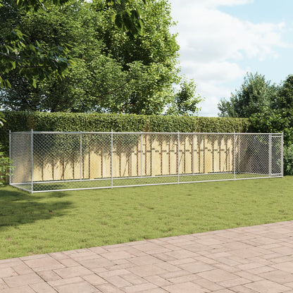 Jaula De Perros Con Puerta Acero Galvanizado Gris 8x2x1,5 M_2