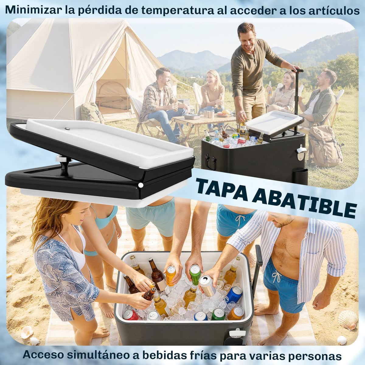 Carrito Nevera Outsunny Acero, Pu Negro 75x35x120 Cm_5