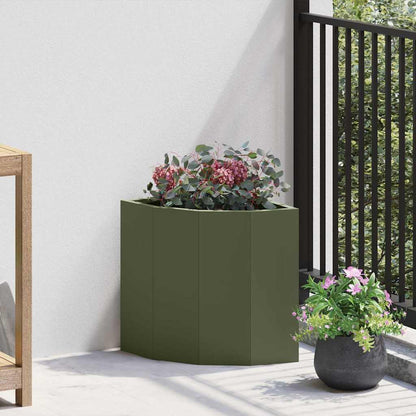 Macetero De Esquina Verde Oliva 30 X 30 X 35 Cm Acero_1