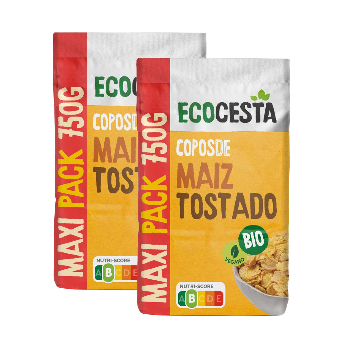 Pack 2x Maxi Pack Copos De Maiz Tostado Bio Ecocesta 750gr