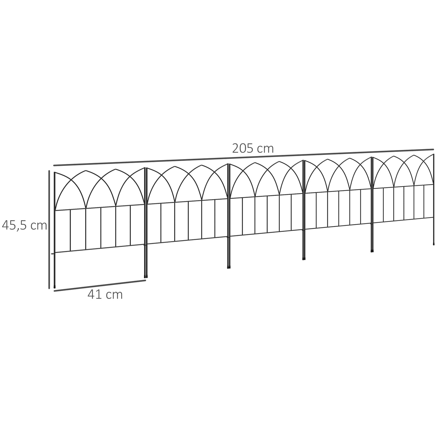 Outsunny Vallas De Jardín 205x45,5 Cm De Metal Combinación Libre Negro_2