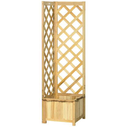 Outsunny Jardinera Con Enrejado De Madera Para Trepadoras 40x40x145 Cm Natural_0
