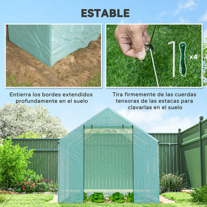 Outsunny Invernadero De Exterior 2x3x2 M Con 4 Ventanas De Malla Verde_5
