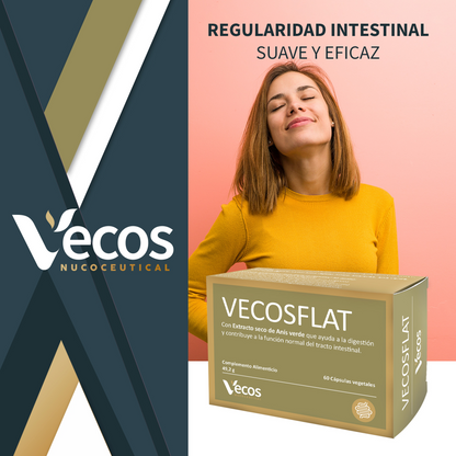 Vecosflat Vecos 60 Cápsulas | Digestión, Gases E Hinchazón | Carbón Activo Y Plantas Digestivas_1