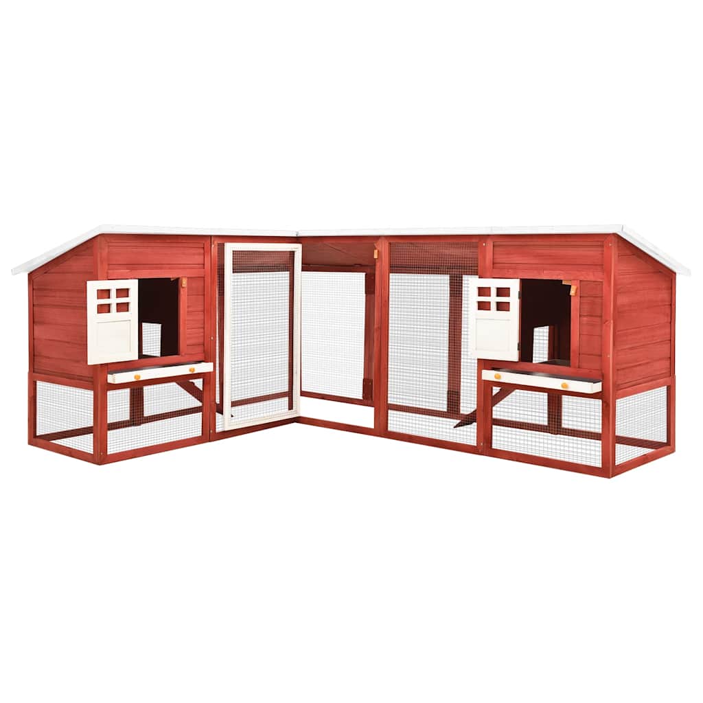 Conejera De Exterior Con Corredor Madera De Abeto Rojo Y Blanco_0