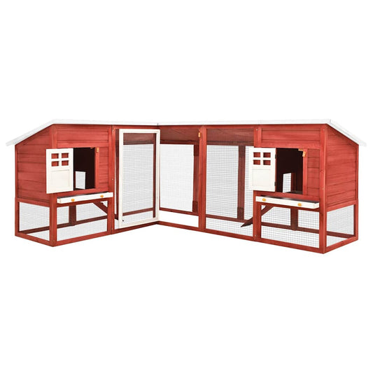 Conejera De Exterior Con Corredor Madera De Abeto Rojo Y Blanco_0