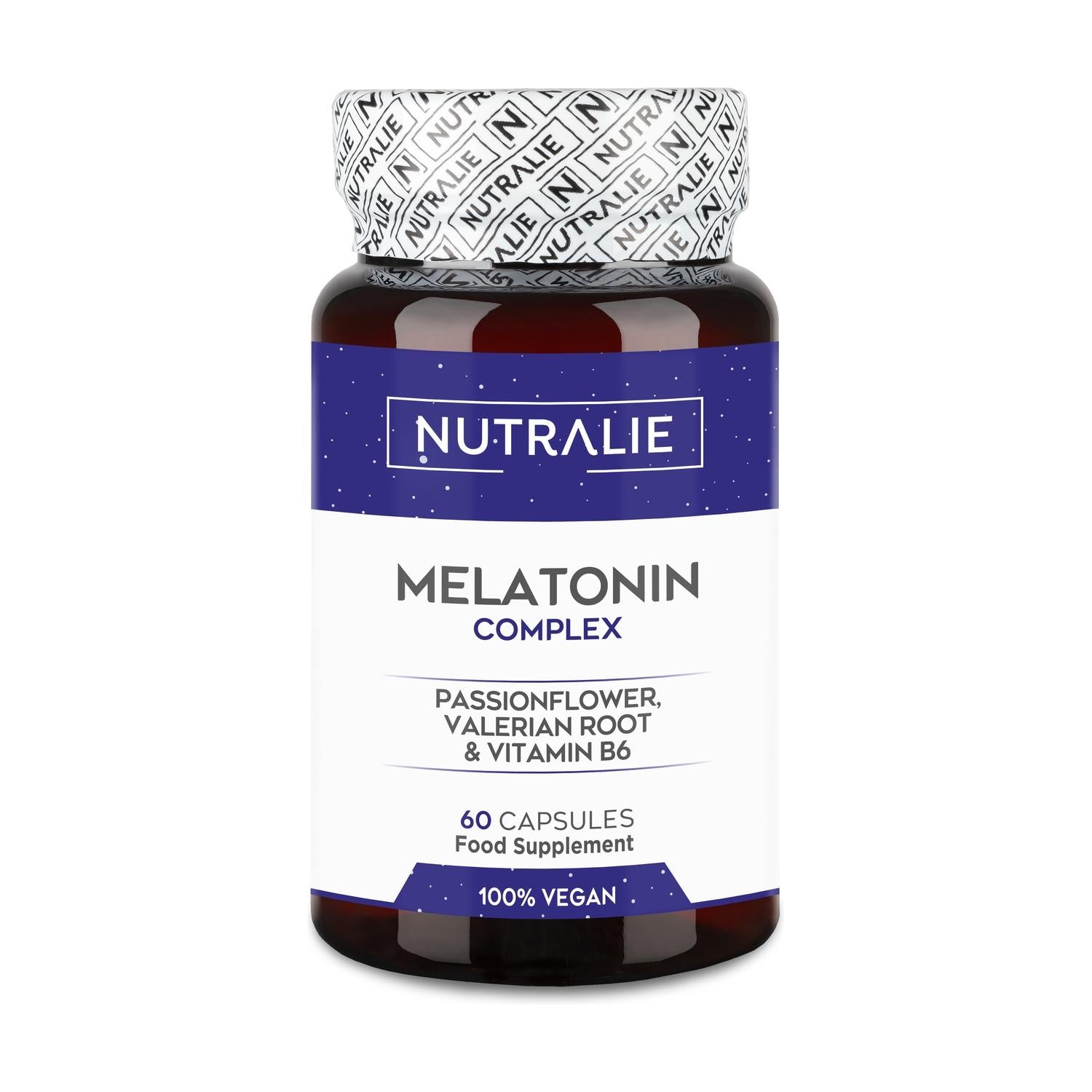 Melatonina con Pasiflora + Raíz Valeriana + B6 Nutralie 60 cápsulas